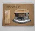 Engraved Bear Alaska ULU Knife with Wooden Stand