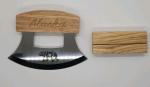 Engraved Bear Alaska ULU Knife with Wooden Stand