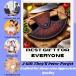 Custom Damascus Steel Ulu Knife with Leather Sheath