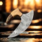 Custom Damascus Steel Ulu Knife for Pizza Cutting