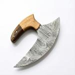 Custom Damascus Steel Ulu Knife for Pizza Cutting