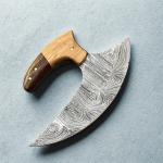 Custom Damascus Steel Ulu Knife for Pizza Cutting