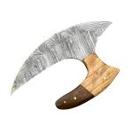 Custom Damascus Steel Ulu Knife for Pizza Cutting