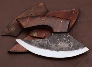Personalized Carbon Steel Alaskan Ulu Knife with Sheath