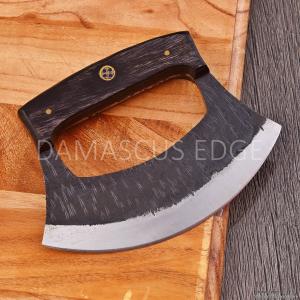 Custom Carbon Steel Ulu Knife with Sheath