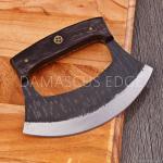 Custom Carbon Steel Ulu Knife with Sheath