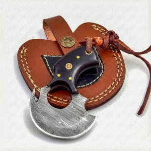 Damascus Steel Alaskan Ulu Knife with Rosewood Handle