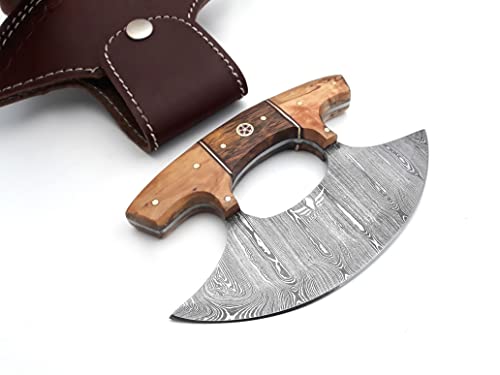 Lara Eagle Damascus Steel Ulu Knife with Celtic Handle