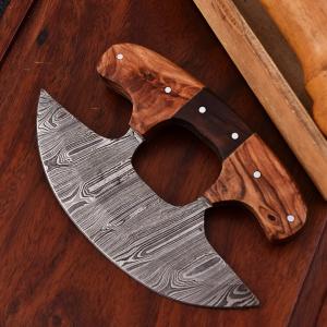 Custom Handmade Damascus Steel Ulu Chef Knife