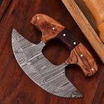 Custom Handmade Damascus Steel Ulu Chef Knife