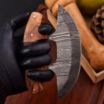 Custom Handmade Damascus Steel Ulu Chef Knife