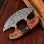 Custom Handmade Damascus Steel Ulu Chef Knife