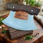 Alaskan Ulu Knife with Wood Stand and Steel Blade
