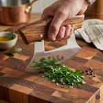 Alaskan Ulu Knife with Wood Stand and Steel Blade