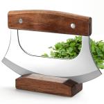 KAYCROWN Stainless Steel Ulu Knife with Stand