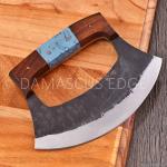 Custom Carbon Steel Ulu Knife with Sheath