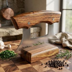 Alaska Ulu Kitchen Slicer Knife with Stand