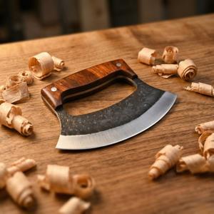 Alaskan Ulu Knife with Wood Handle and Sheath