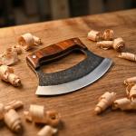 Alaskan Ulu Knife with Wood Handle and Sheath