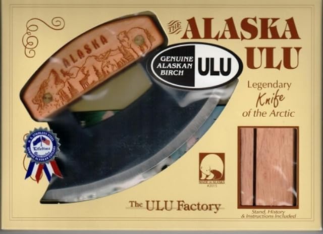 Inupiat Birch Ulu Knife with Wildlife Design