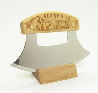 Inupiat Birch Ulu Knife with Wildlife Design