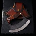 Hand Forged Alaskan Ulu Knife with Wood Handle