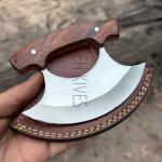 D2 Steel Ulu Knife with Sheath for Kitchen