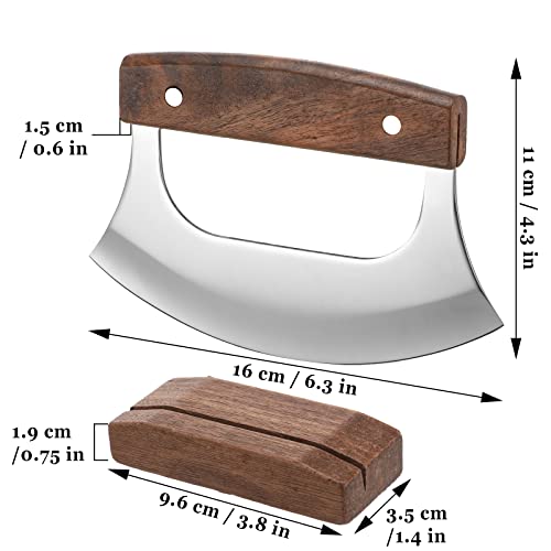 Hanaive Mezzaluna Ulu Knife Set with Base