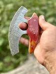 5.5" Handmade Damascus Steel Ulu Kitchen Knife