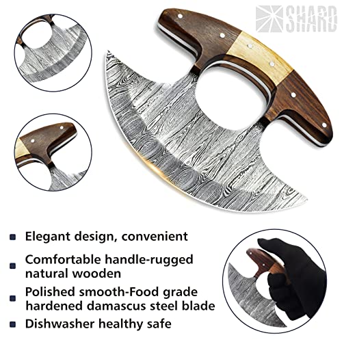Handmade 6" Damascus Steel Ulu Knife with Sheath