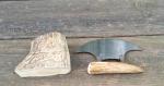 Moose Horn Antler Ulu Knife with Bone Stand