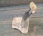 Moose Horn Antler Ulu Knife with Bone Stand