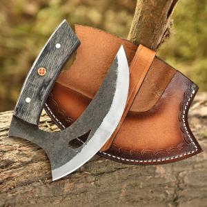 Custom Hand-Forged Ulu Knife with Leather Sheath