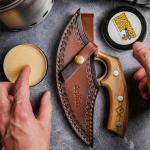 Olive Wood Handle Crescent Blade Ulu Knife