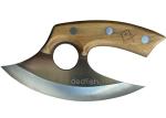 Olive Wood Handle Crescent Blade Ulu Knife