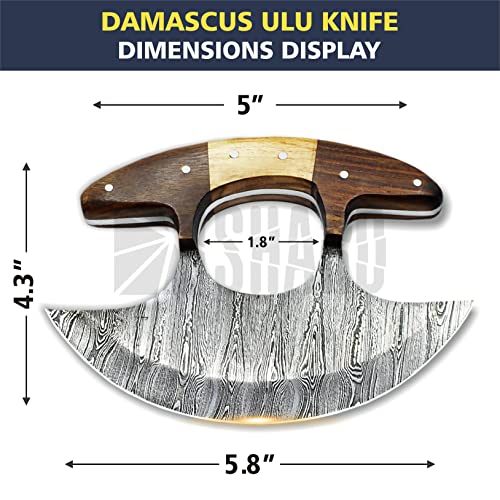 Handmade 6" Damascus Steel Ulu Knife with Sheath
