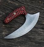 Personalized Damascus Ulu Knife with Wood Handle