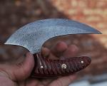 Personalized Damascus Ulu Knife with Wood Handle