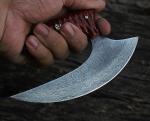 Personalized Damascus Ulu Knife with Wood Handle