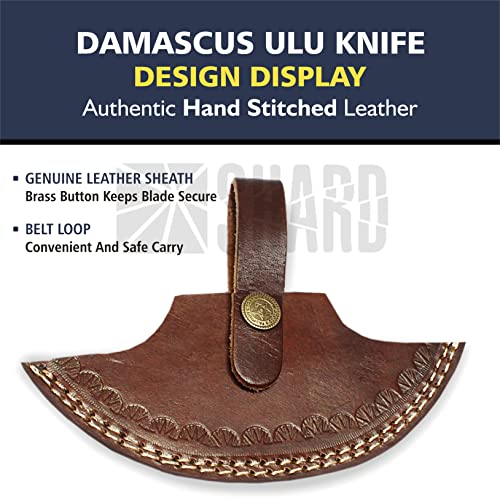 Handmade 6" Damascus Steel Ulu Knife with Sheath