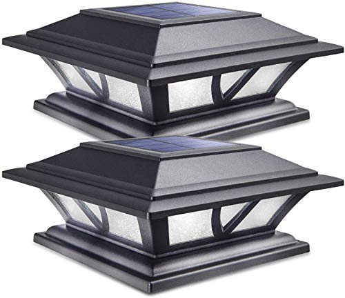 Siedinlar Solar Post Lights Solar Lights Fence Post Caps with 2 Modes LED Light Outdoor Waterproof for Garden Fence Patio 4x4 5x5 6x6 inch Wooden Posts (2 Pack)