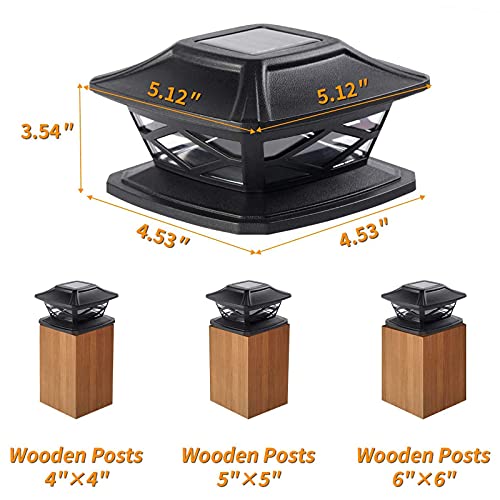 longziming Solar LED Post Lights, 2 Lighting Colours Adjustable Waterproof Garden Outdoor Post Cap Lamp for 4x4 5x5 6x6 Wooden Posts, Deck, Patio, Fence (Cool White 6000K and Warm White 3000k)