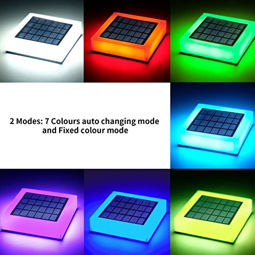 4pcs Solar Lights Outdoor Lighting Colour Changing for Posts, Deck, Fence, Patio, Garden, Pond, Swimming Pool Post Cap Lamp Waterproof RGB Colours