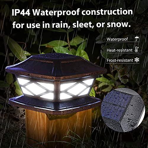 longziming Solar LED Post Lights, 2 Lighting Colours Adjustable Waterproof Garden Outdoor Post Cap Lamp for 4x4 5x5 6x6 Wooden Posts, Deck, Patio, Fence (Cool White 6000K and Warm White 3000k)