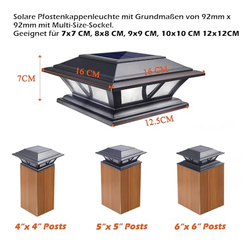 Siedinlar Solar Post Lights Solar Lights Fence Post Caps with 2 Modes LED Light Outdoor Waterproof for Garden Fence Patio 4x4 5x5 6x6 inch Wooden Posts (2 Pack)