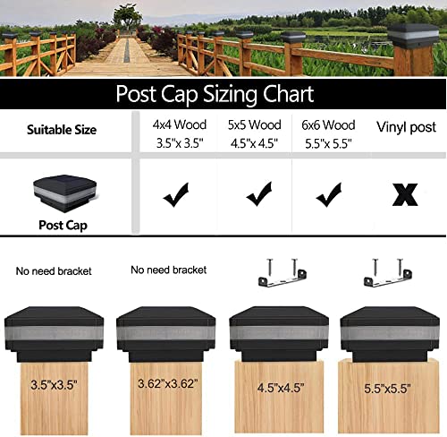 GEYUEYA Home Solar Post Lights, Solar Post Cap Lights Fence Lights Outdoor for 4x4 5x5 6x6 inch Wooden Posts Deck Patio Garden Yard Decoration Waterproof Pure White Blue Lamp - 4 Pack