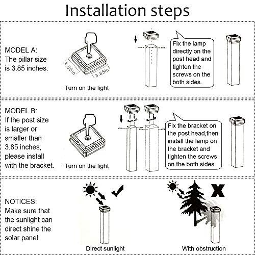 GEYUEYA Home Solar Post Lights, Solar Post Cap Lights Fence Lights Outdoor for 4x4 5x5 6x6 inch Wooden Posts Deck Patio Garden Yard Decoration Waterproof Pure White Blue Lamp - 4 Pack