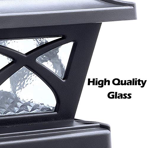 Siedinlar Solar Post Cap Lights Outdoor, 2 Modes Solar Powered Waterproof Fence Deck Light for 4x4 5x5 6x6 Posts Garden Patio Decoration Warm White & Cool White, Black (2 Pack)
