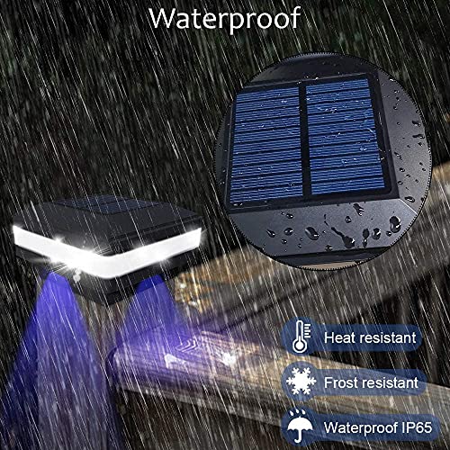 GEYUEYA Home Solar Post Lights, Solar Post Cap Lights Fence Lights Outdoor for 4x4 5x5 6x6 inch Wooden Posts Deck Patio Garden Yard Decoration Waterproof Pure White Blue Lamp - 4 Pack