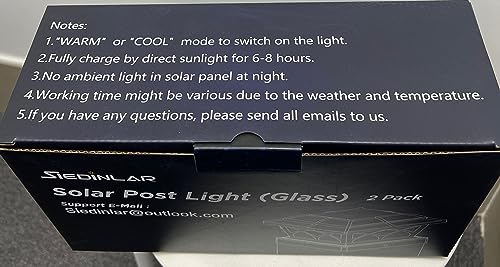 Siedinlar Solar Post Cap Lights Outdoor, 2 Modes Solar Powered Waterproof Fence Deck Light for 4x4 5x5 6x6 Posts Garden Patio Decoration Warm White & Cool White, Black (2 Pack)